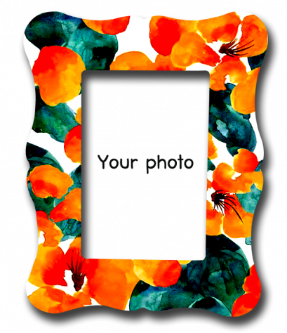 กรอบรูปพิมพ์ สั่งทำ Orange flora pattern frame